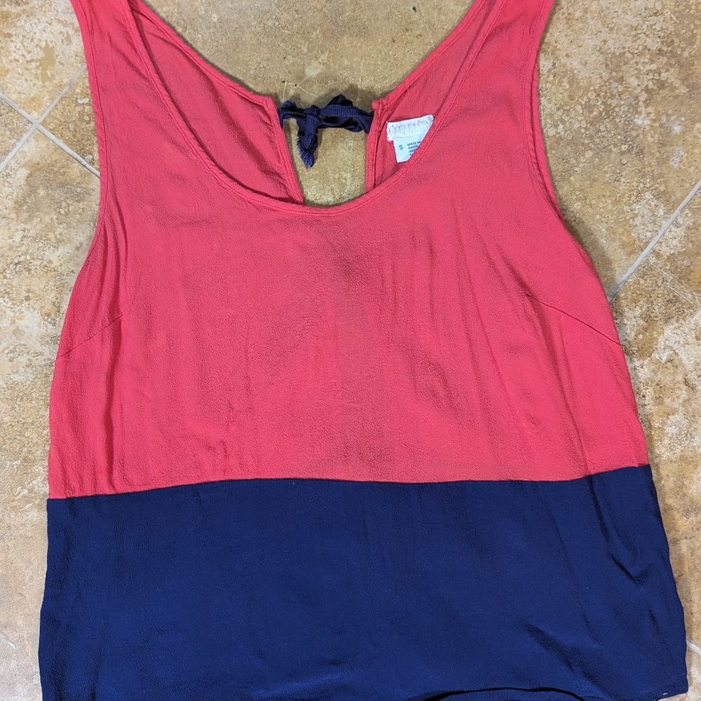 Urban Outfitters Cooperative 2 Tone Tie Back Shirt- Pink and Blue- Size Small